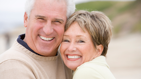 Couple with dental implants