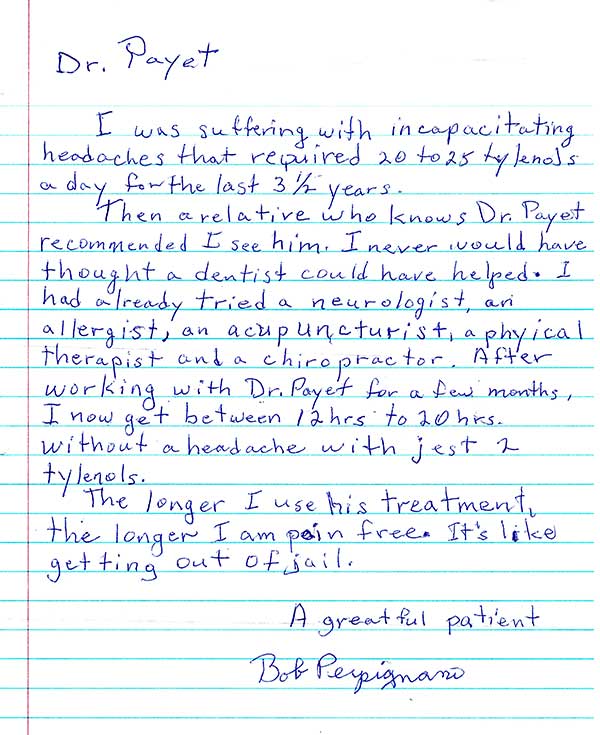 headache relief testimonial charlotte dentist