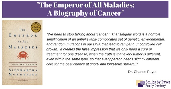 Charlotte dentist reviews book about cancer, discusses oral cancer